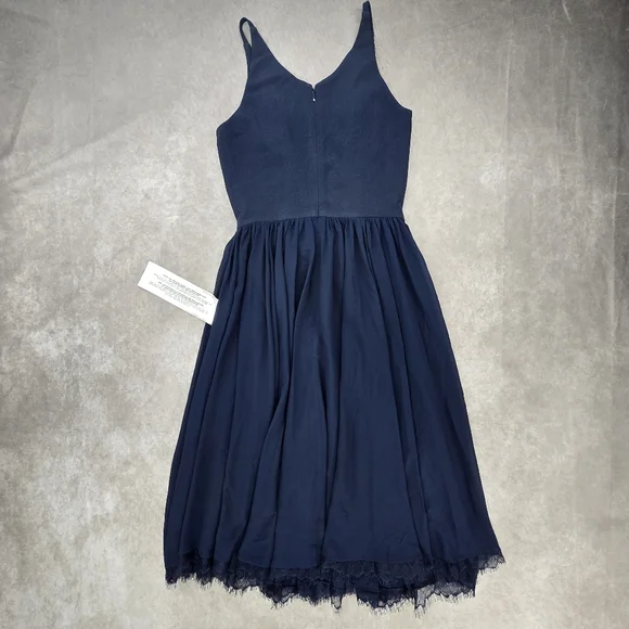 Dress the Population NWOT Alicia Midnight Blue Crepe Bodice Chiffon Dress - Picture 7 of 15